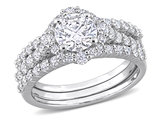 2.00 Carat (ctw) Synthetic Moissanite Bridal Engagement Wedding Ring Set in Sterling Silver